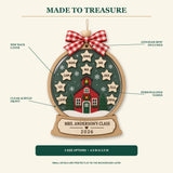 Personalized Schoolhouse Snow Globe Acrylic Ornament - Custom Names Keepsake - image 2