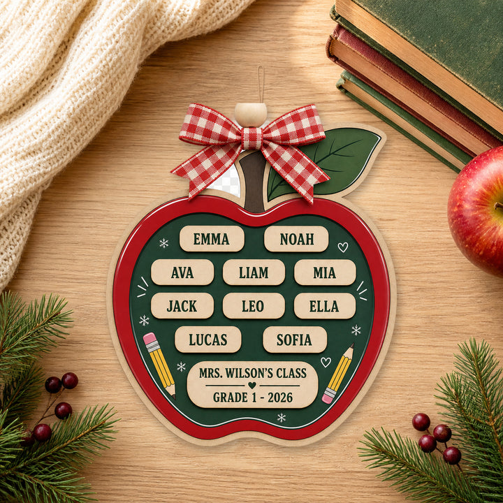Personalized Apple Big Red Acrylic Ornament - Custom Names Keepsake - image 1