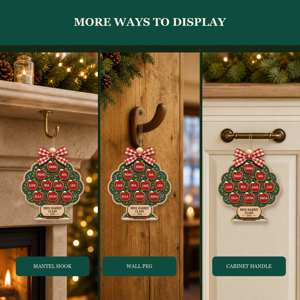 Personalized Apple Tree Classroom Acrylic Ornament - Custom Names Keepsake - image 8