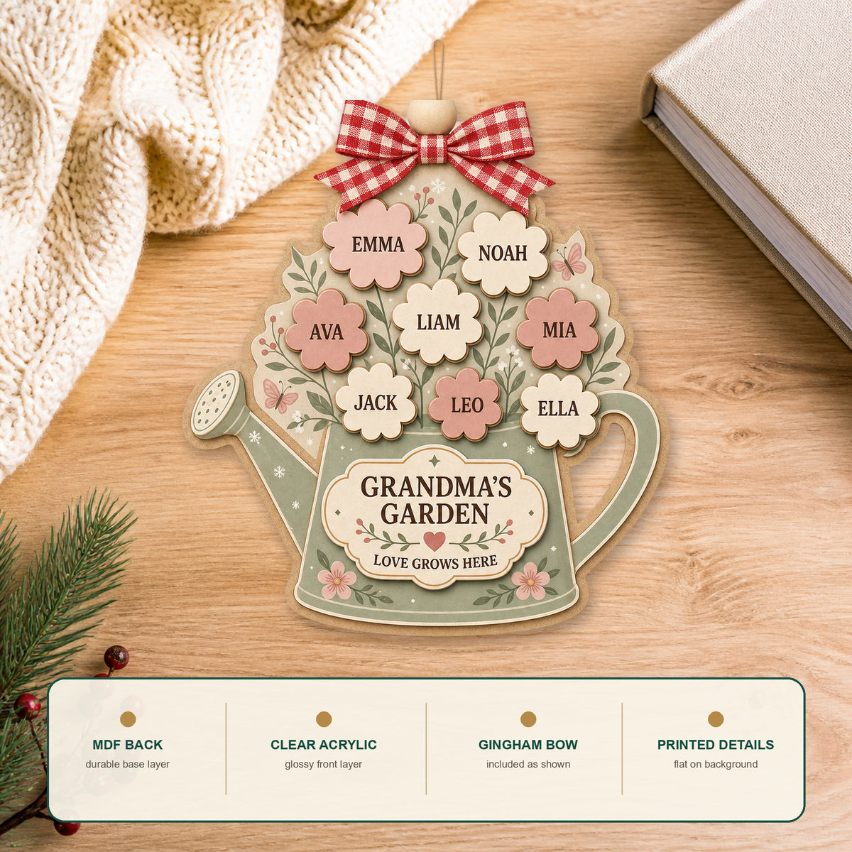Personalized Grandma Garden Acrylic Ornament - Custom Names Keepsake - image 6