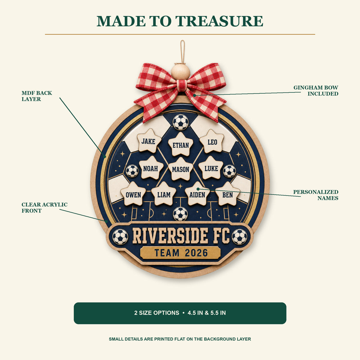 Personalized Soccer Acrylic Ornament - Custom Names Keepsake - image 2