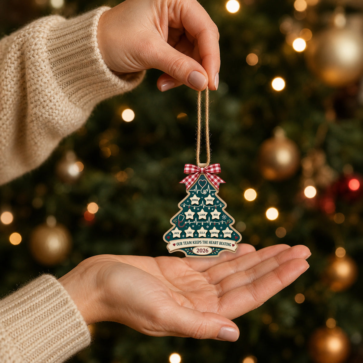 Personalized Healthcare Ekg Tree Acrylic Ornament - Custom Names Keepsake - image 7