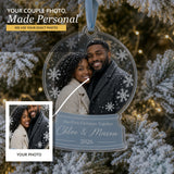 Personalized Snow Globe Couple Photo Acrylic Ornament - Custom Couple Keepsake - image 1