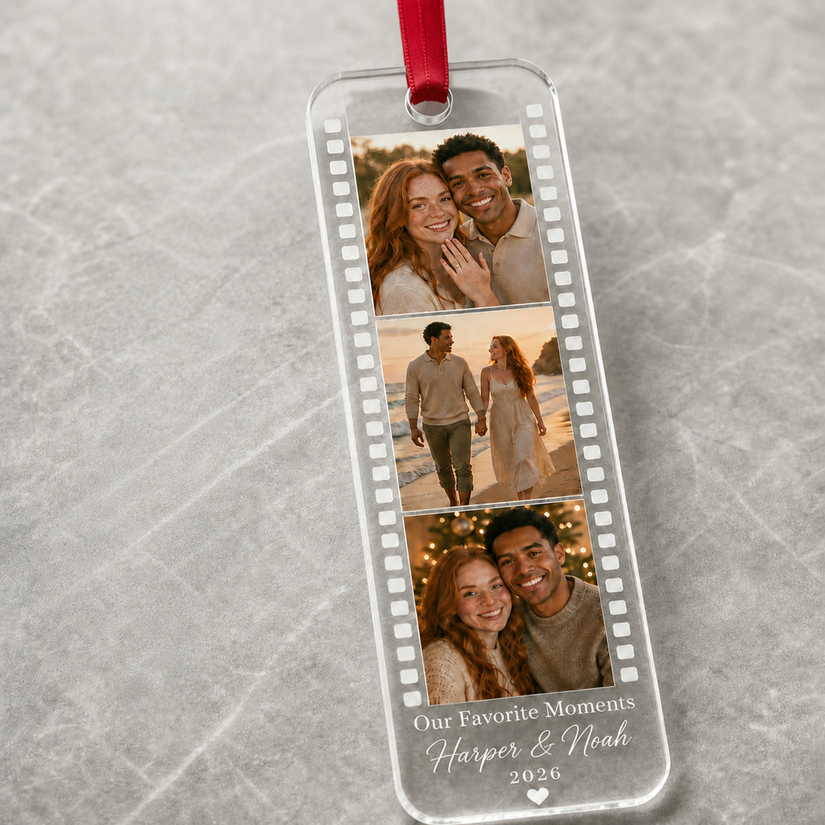 Personalized Film Strip Photo Collage Photo Acrylic Ornament - Custom Couple Keepsake - image 7