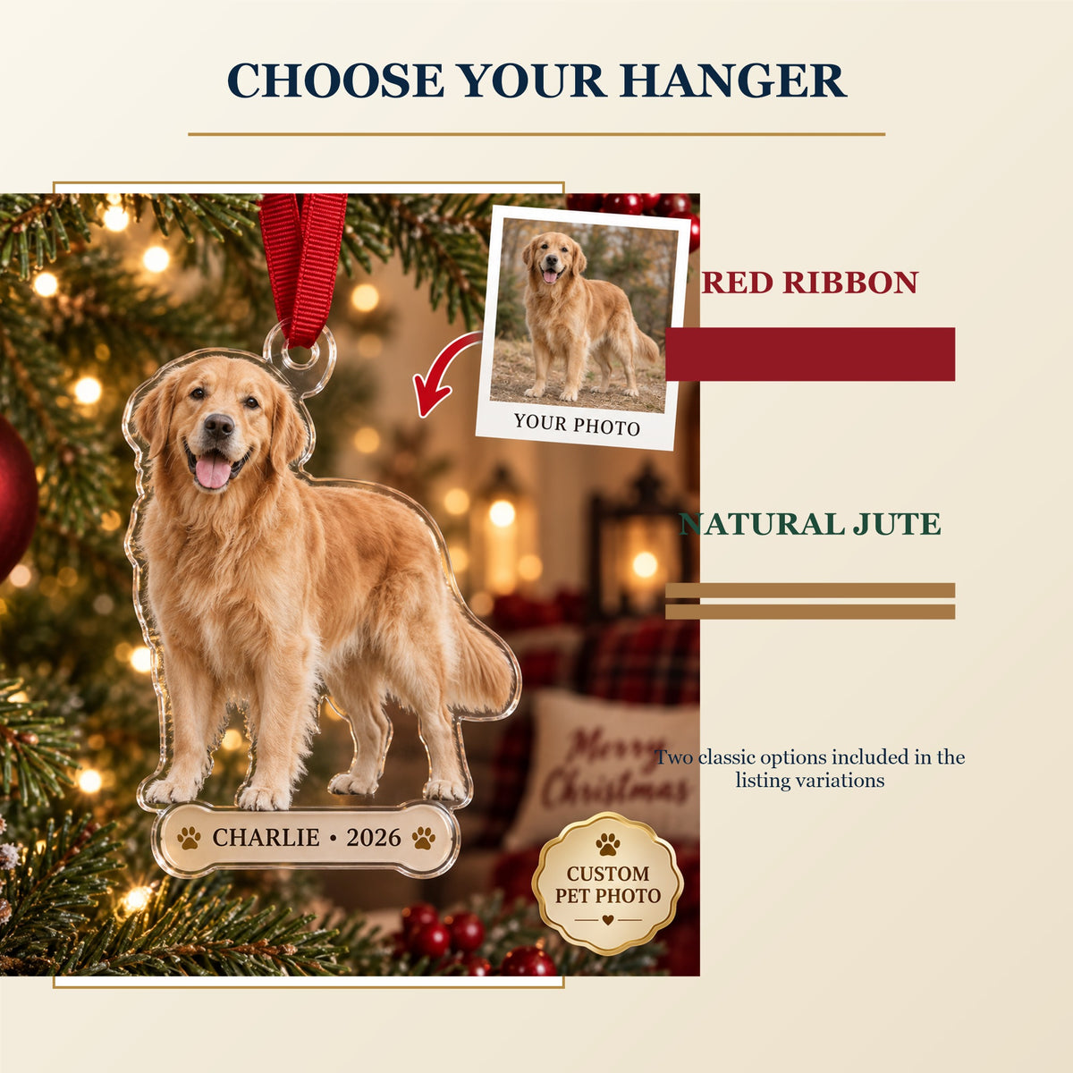 Personalized Custom Dog Photo Acrylic Ornament - Custom Photo Keepsake - image 8