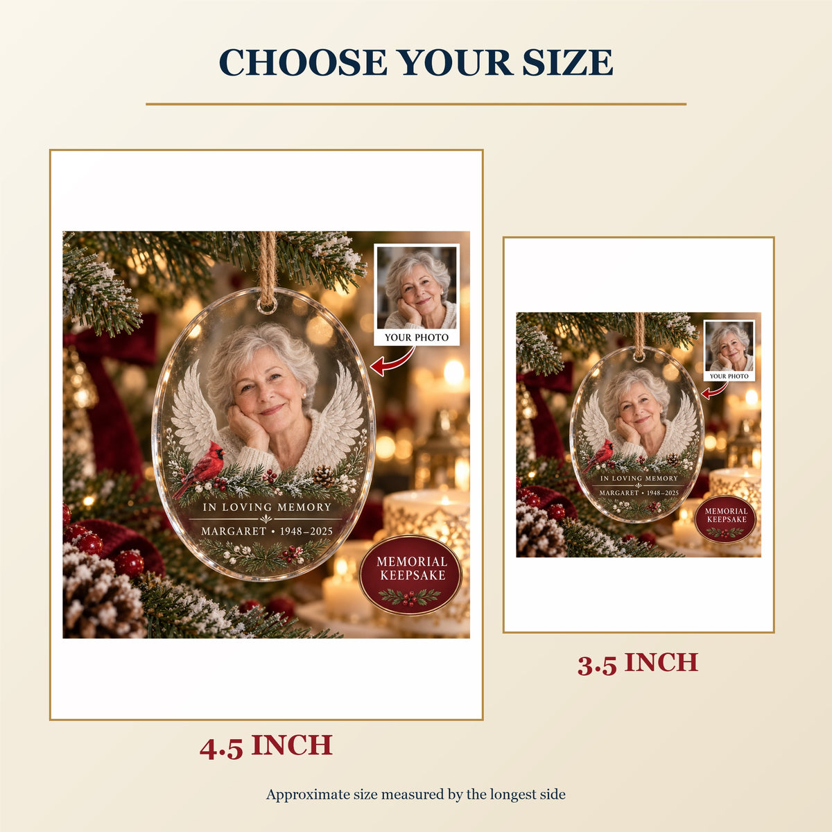 Personalized Memorial Loved One Acrylic Ornament - Custom Photo Keepsake - image 3