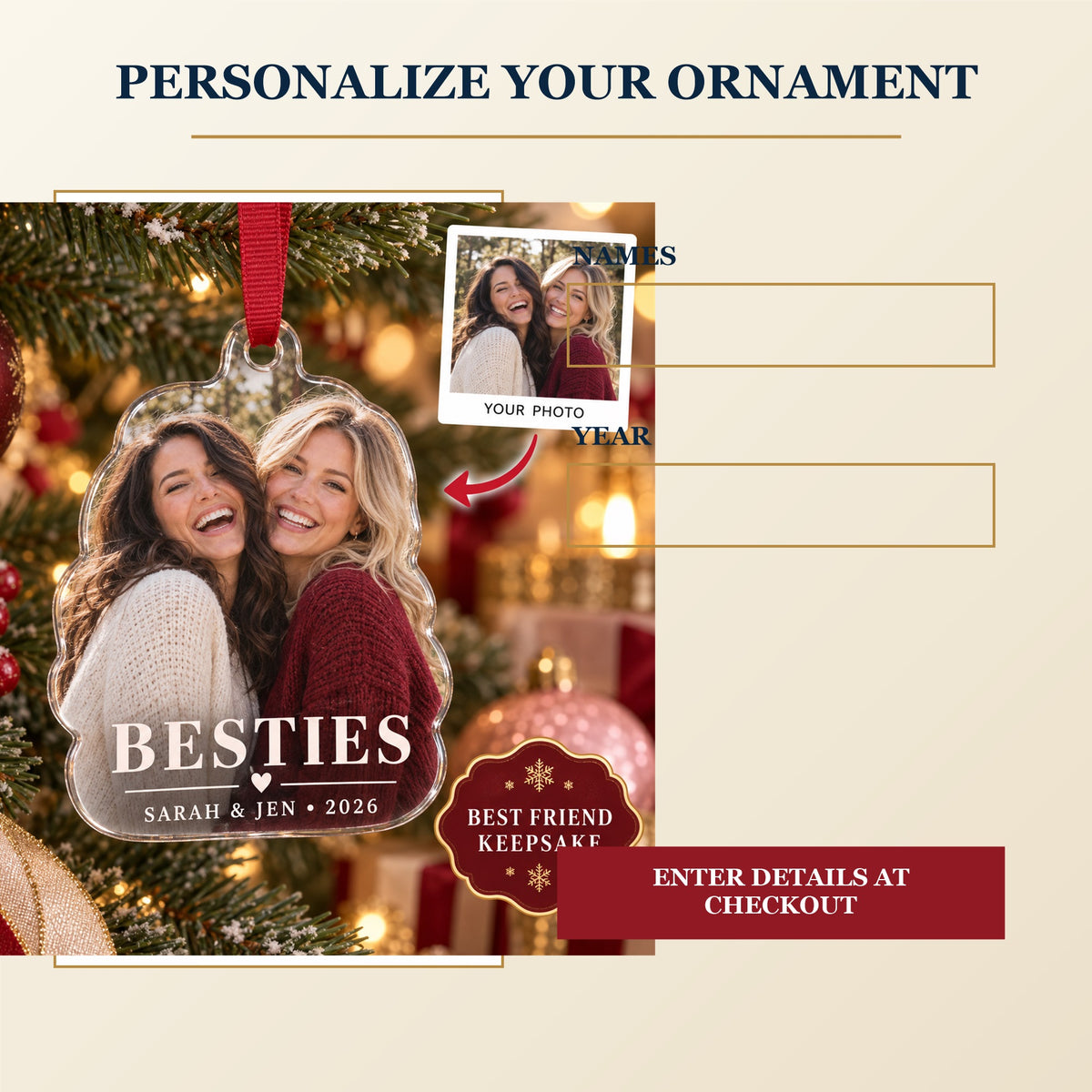 Personalized Best Friends Acrylic Ornament - Custom Photo Keepsake - image 7