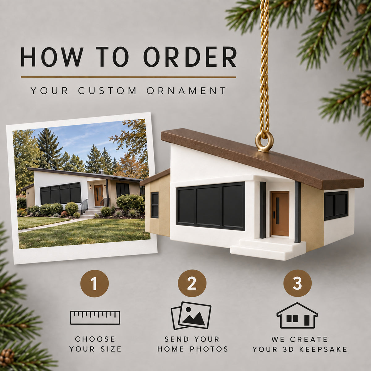 Personalized Mid Century Modern 3D Ornament - Custom Christmas Keepsake - image 7