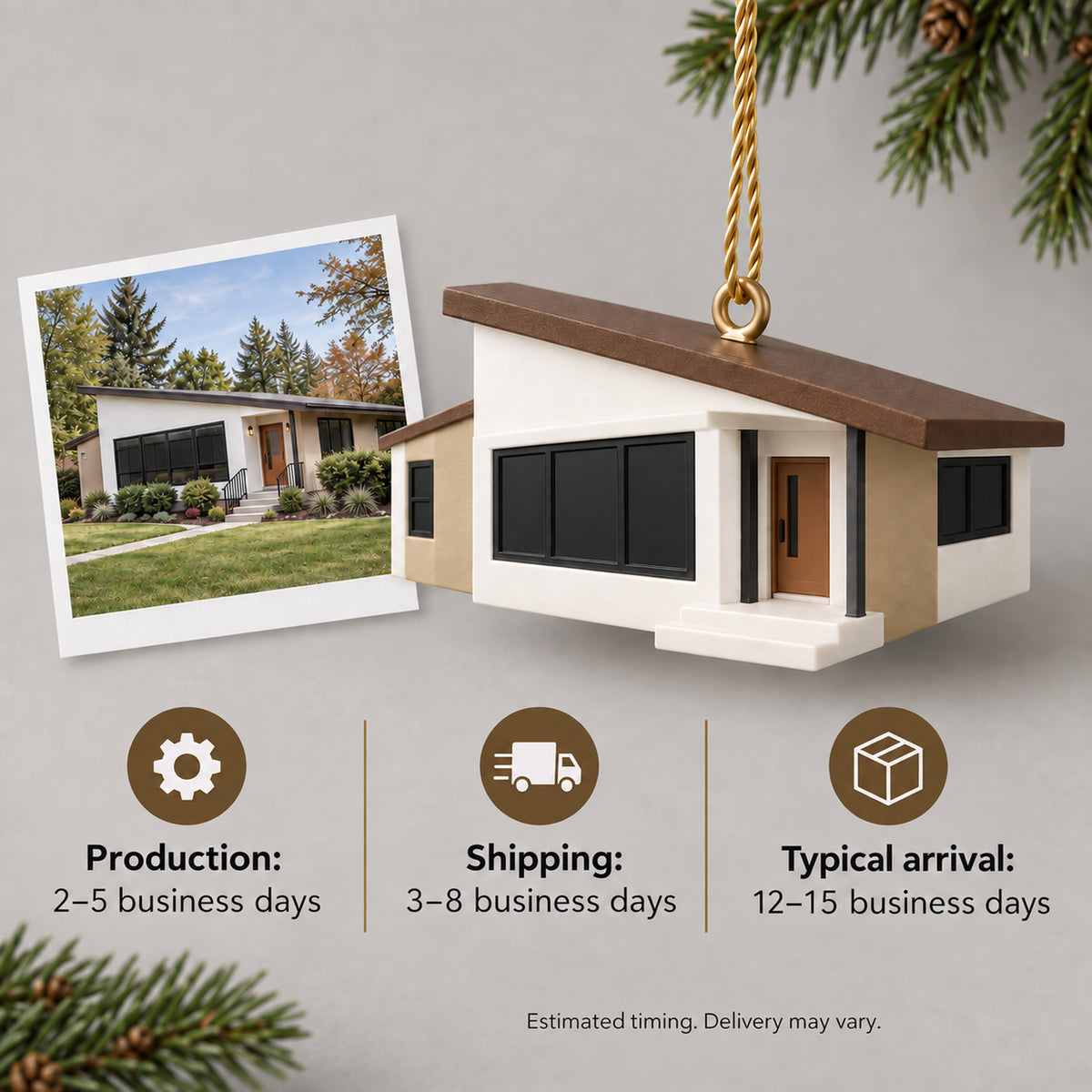 Personalized Mid Century Modern 3D Ornament - Custom Christmas Keepsake - image 9