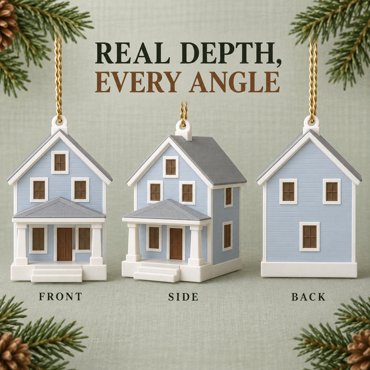 Personalized Coastal Cottage 3D Ornament - Custom Christmas Keepsake - image 10
