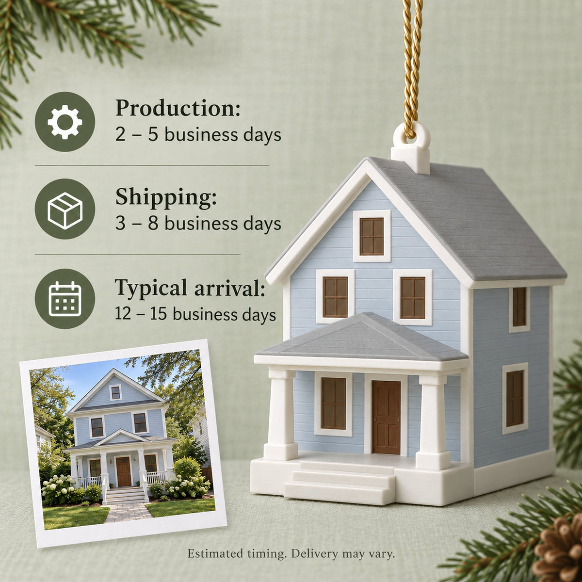 Personalized Coastal Cottage 3D Ornament - Custom Christmas Keepsake - image 9