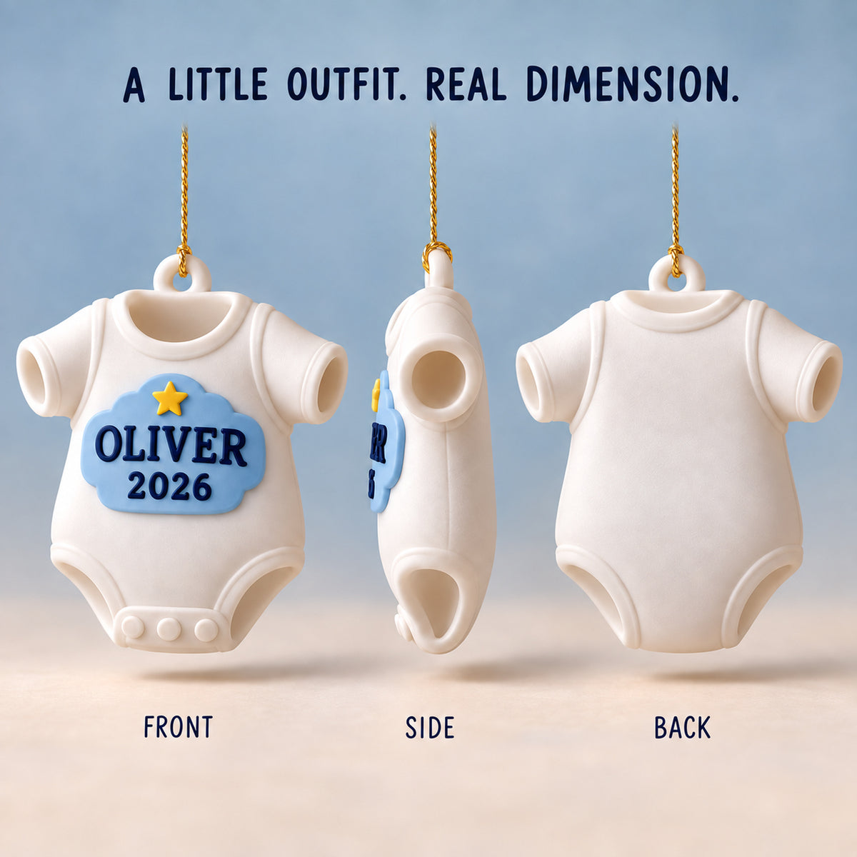Personalized Baby's First Christmas Onesie 3D Ornament - Custom Christmas Keepsake - image 2
