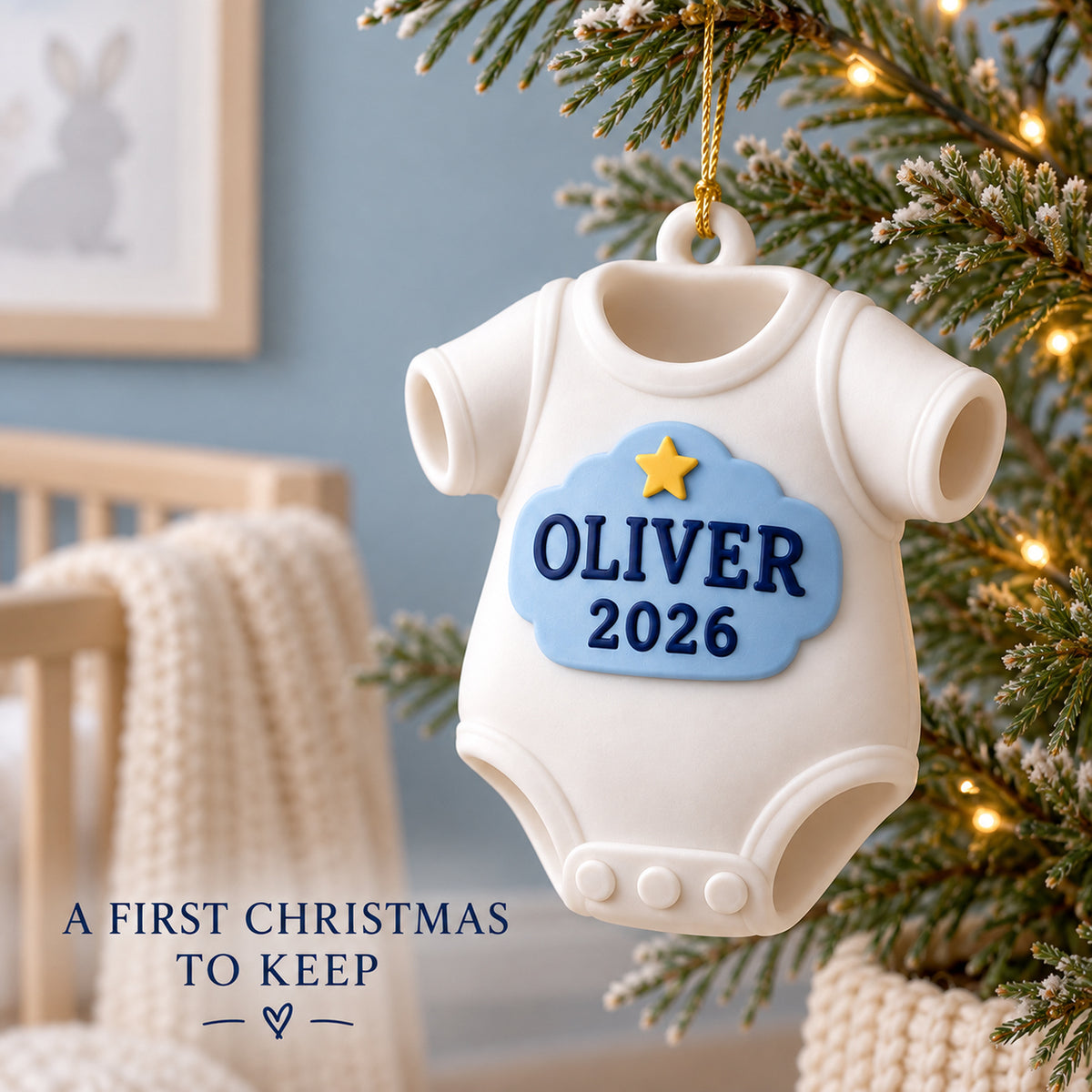 Personalized Baby's First Christmas Onesie 3D Ornament - Custom Christmas Keepsake - image 7