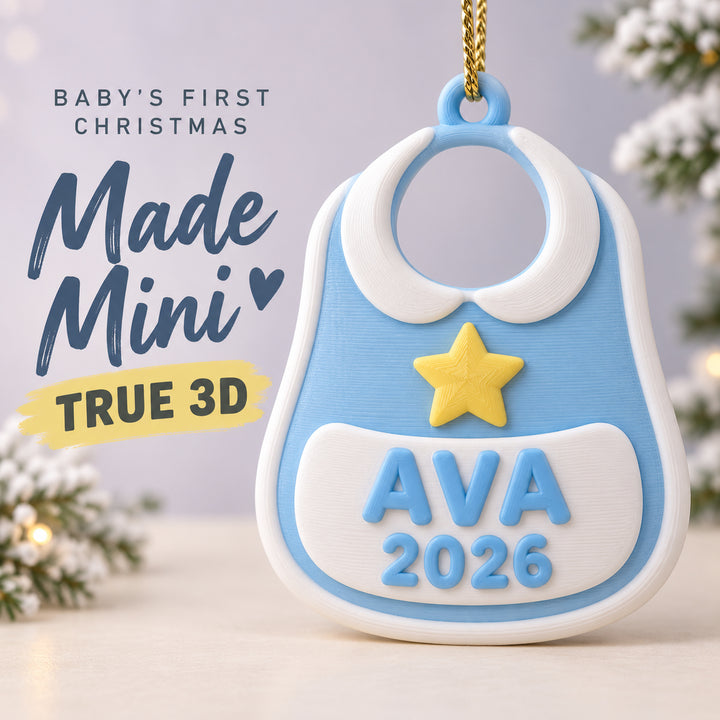 Personalized Baby's First Christmas Bib 3D Ornament - Custom Christmas Keepsake - image 1