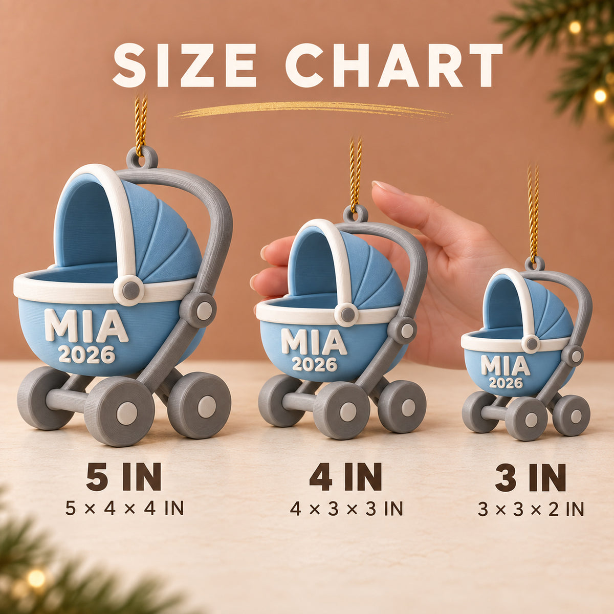 Personalized Baby's First Christmas Stroller 3D Ornament - Custom Christmas Keepsake - image 5