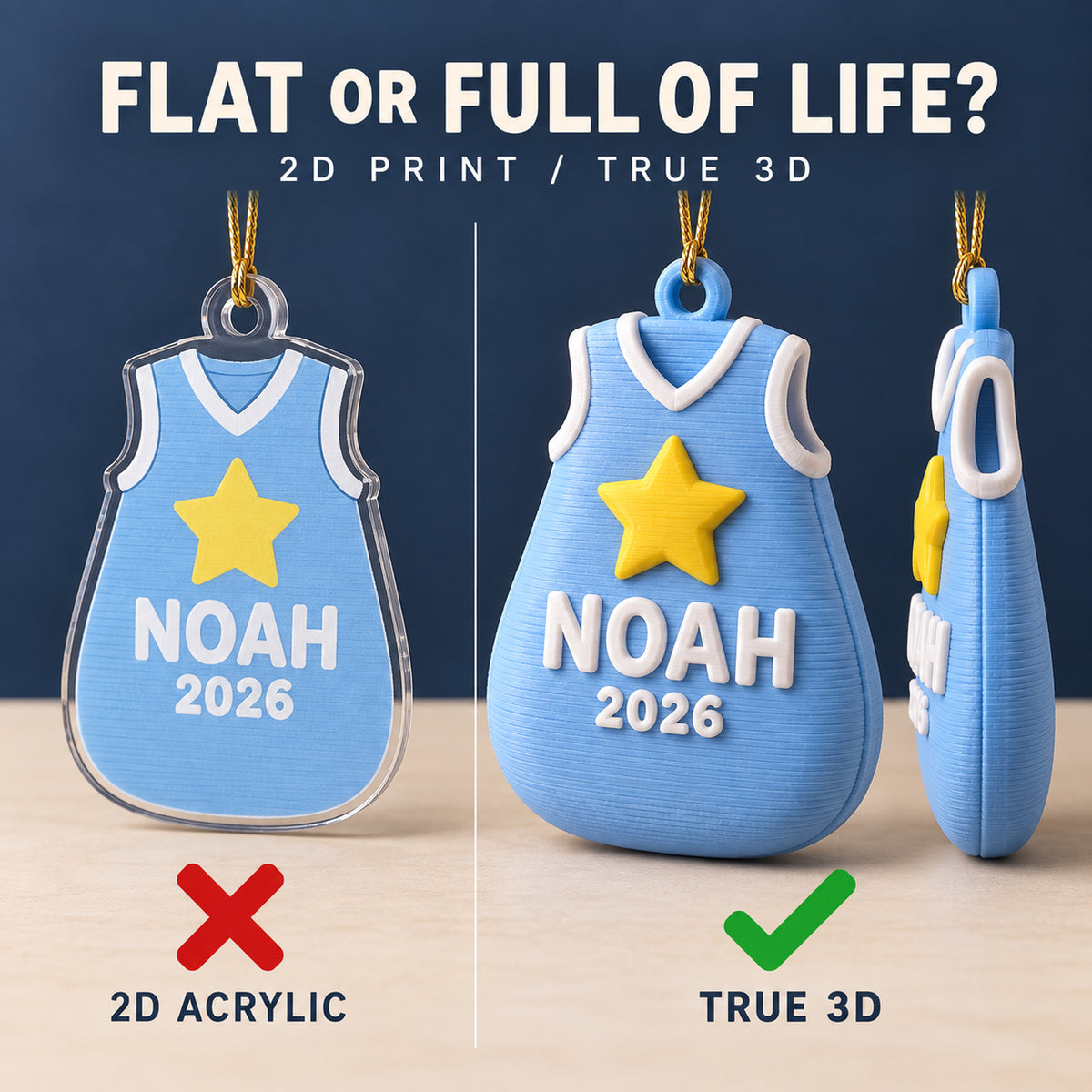 Personalized Baby's First Christmas Sleep Sack Star 3D Ornament - Custom Christmas Keepsake - image 3