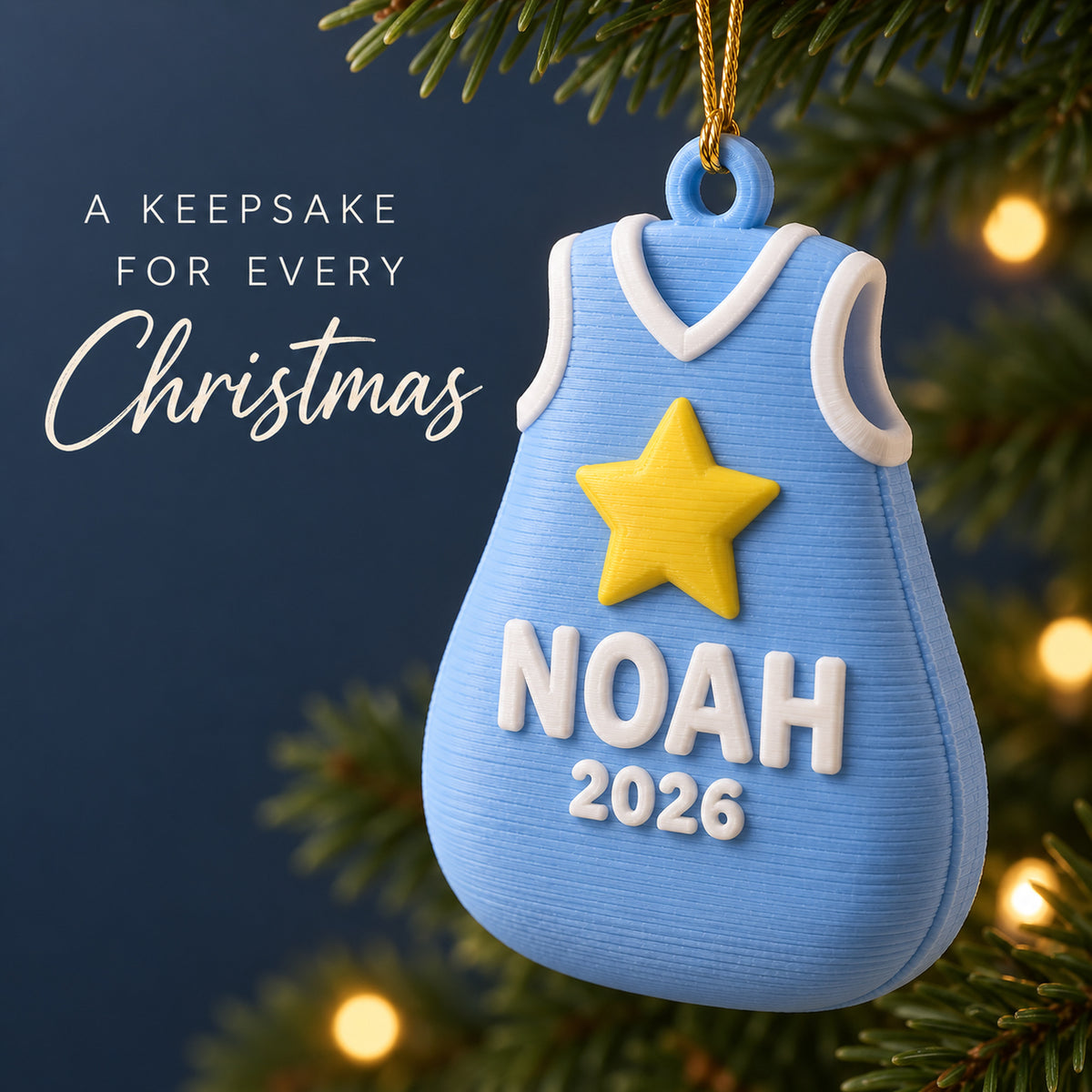 Personalized Baby's First Christmas Sleep Sack Star 3D Ornament - Custom Christmas Keepsake - image 7