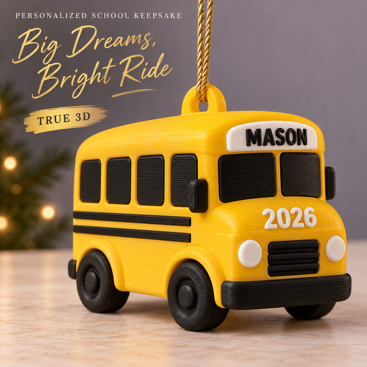 Personalized School Bus 3D Ornament - Custom Christmas Keepsake - image 1