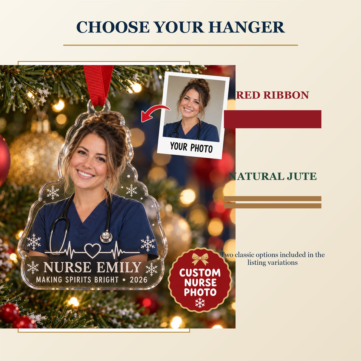 Personalized Nurse Photo Acrylic Ornament - Custom Photo Keepsake - image 8