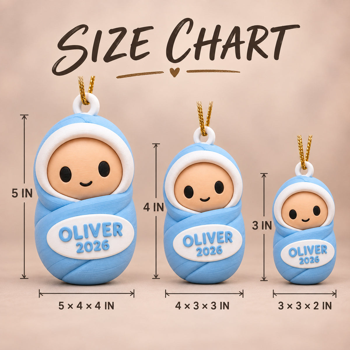 Personalized Swaddled Chibi Baby 3D Ornament - Custom Christmas Keepsake - image 5