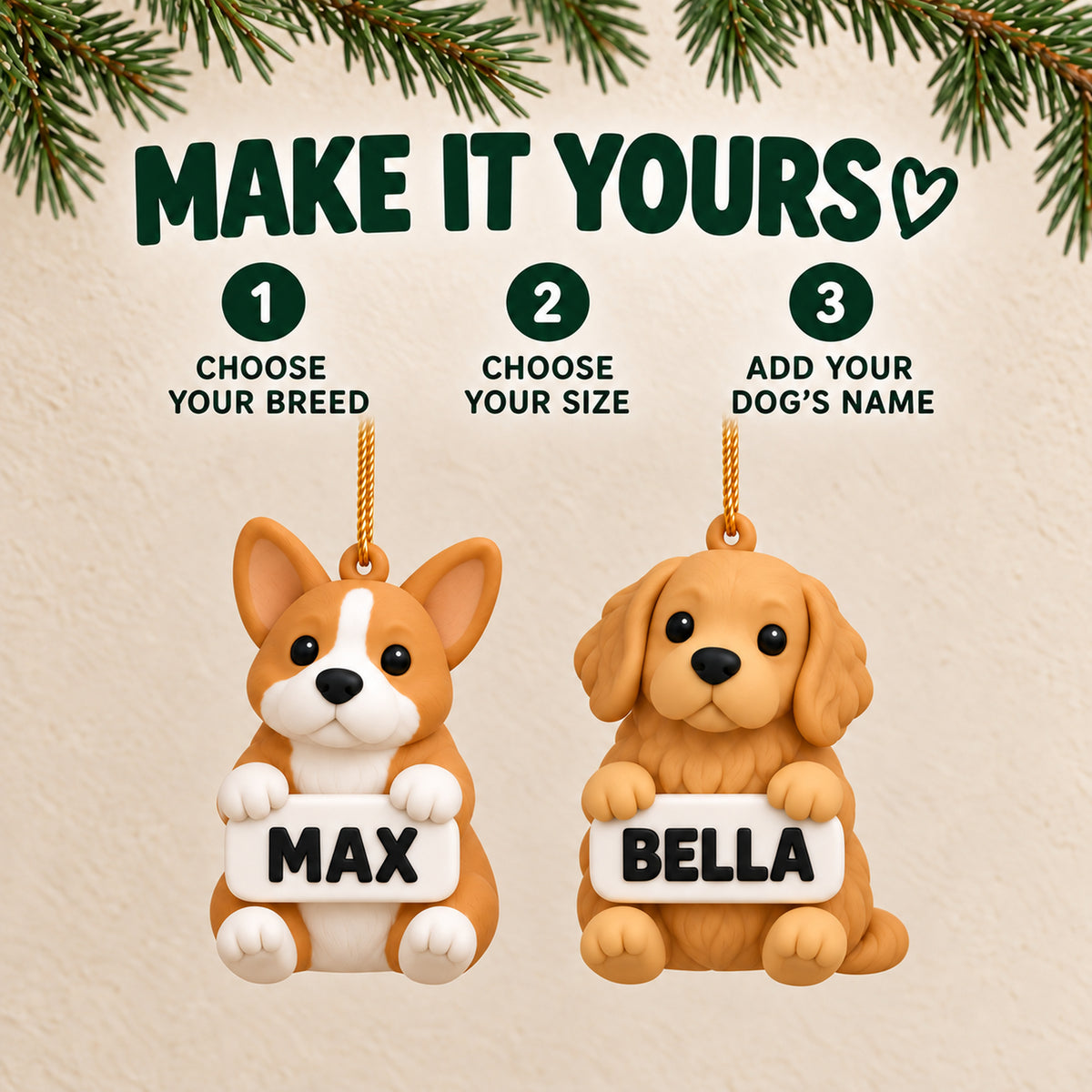 Personalized Dog Name Plaque 3D Ornament - Custom Pet Christmas Keepsake - image 7