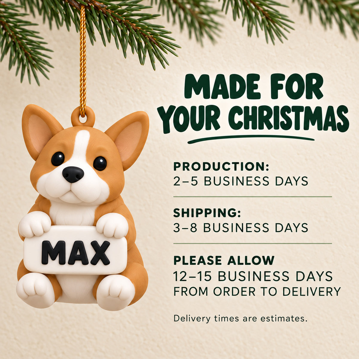 Personalized Dog Name Plaque 3D Ornament - Custom Pet Christmas Keepsake - image 9