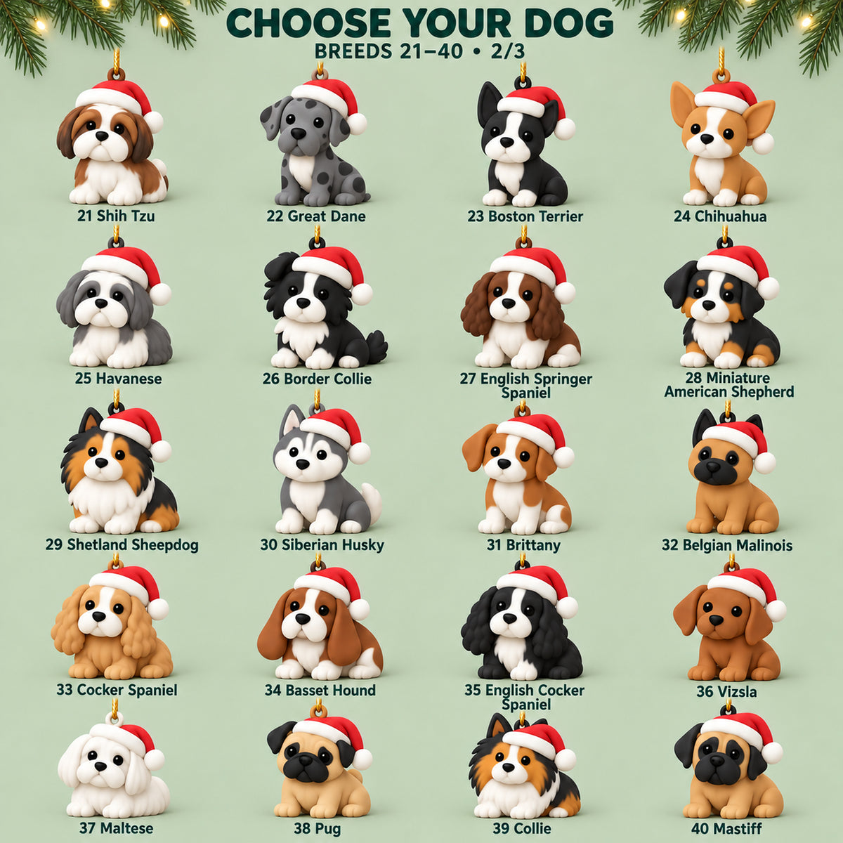 Personalized Santa Christmas Dogs 3D Ornament - Custom Christmas Keepsake - image 10