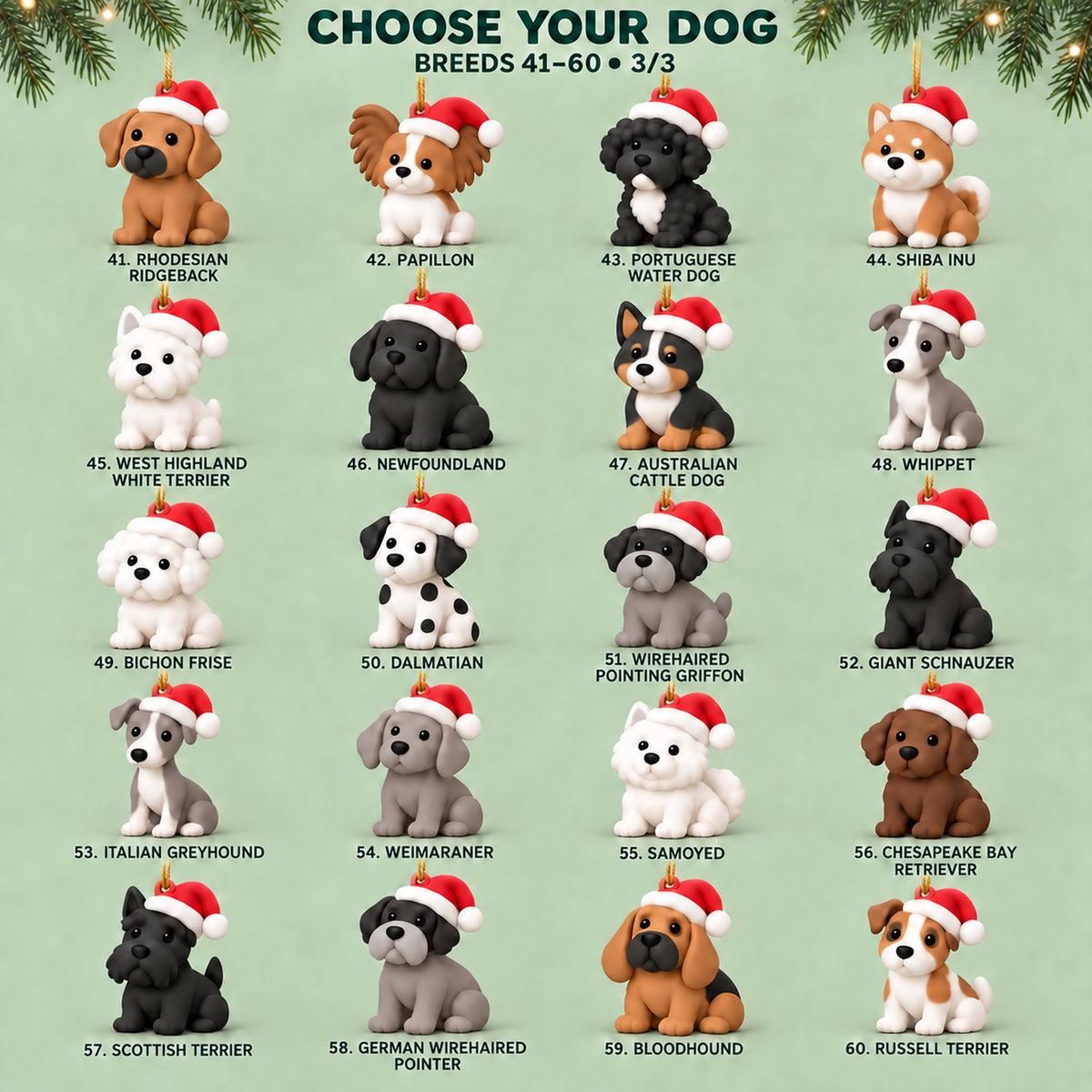 Personalized Santa Christmas Dogs 3D Ornament - Custom Christmas Keepsake - image 11