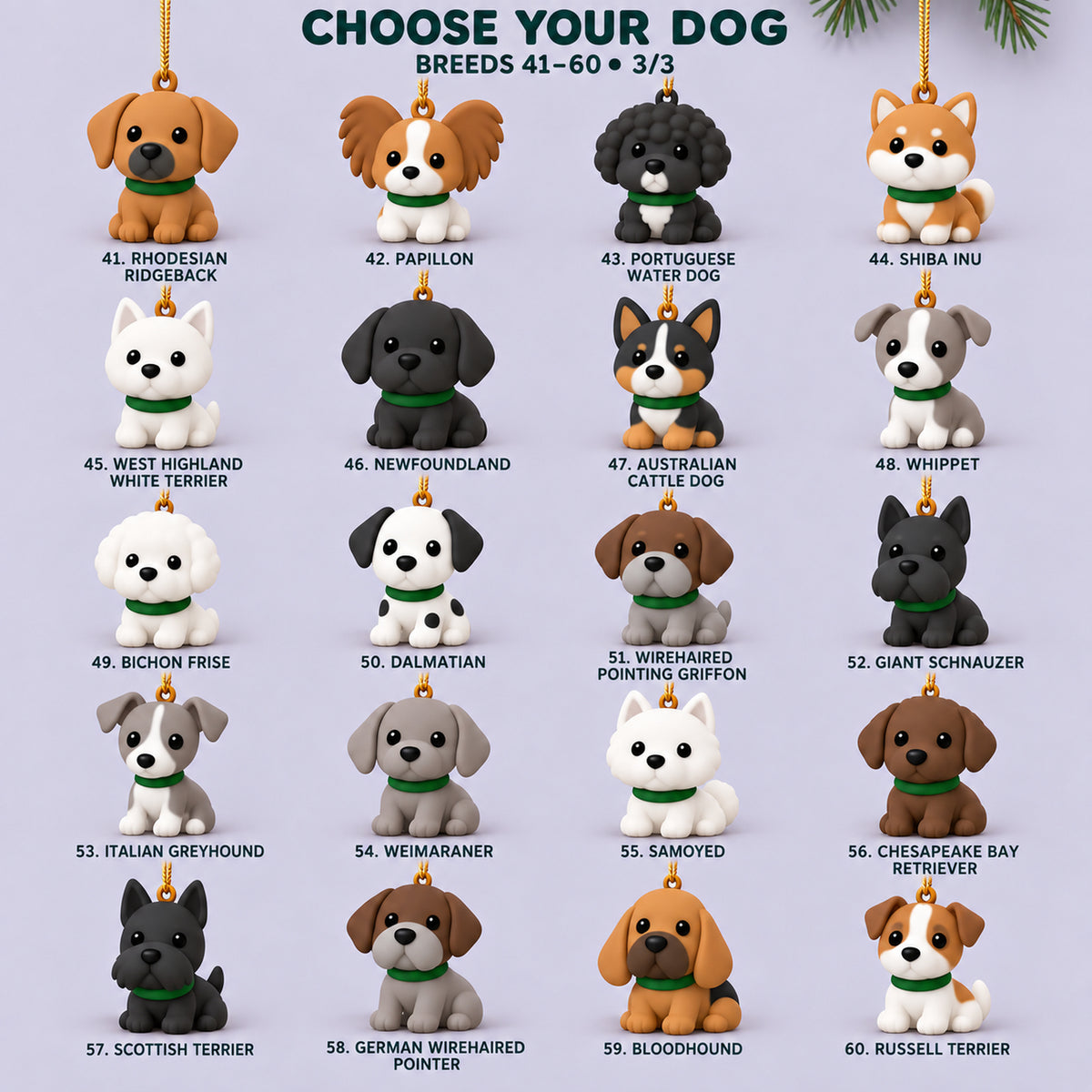 Personalized Minimal Chibi Dogs 3D Ornament - Custom Christmas Keepsake - image 11