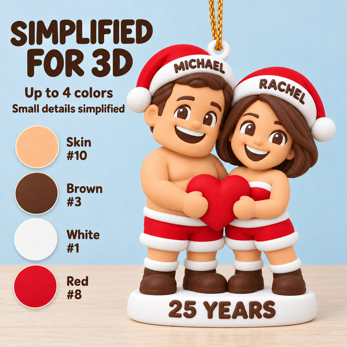 Personalized 25th Anniversary 3D Ornament - Custom Christmas Keepsake - image 4
