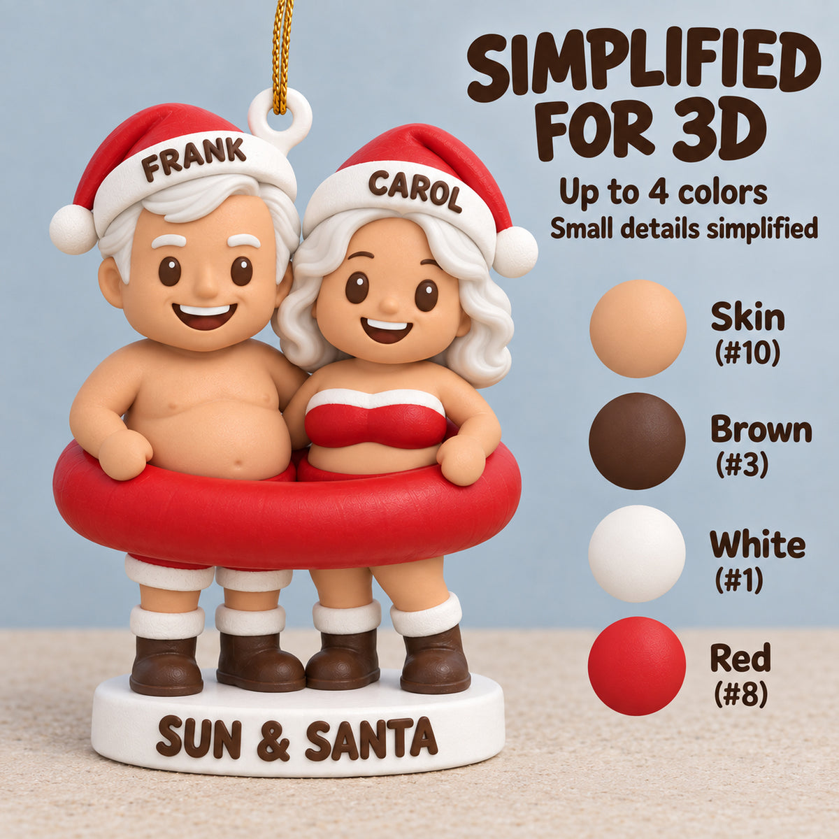 Personalized Beach Santa 3D Ornament - Custom Christmas Keepsake - image 4