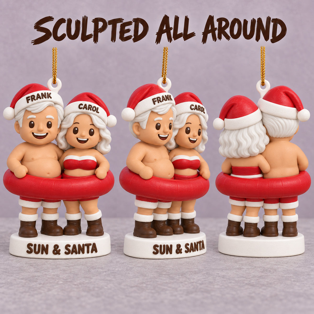 Personalized Beach Santa 3D Ornament - Custom Christmas Keepsake - image 6
