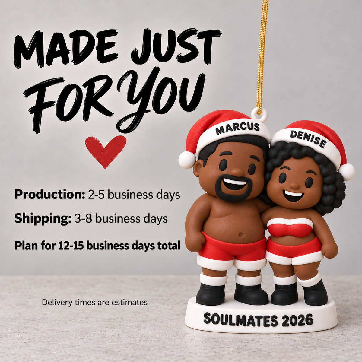 Personalized Soulmates 3D Ornament - Custom Christmas Keepsake - image 9