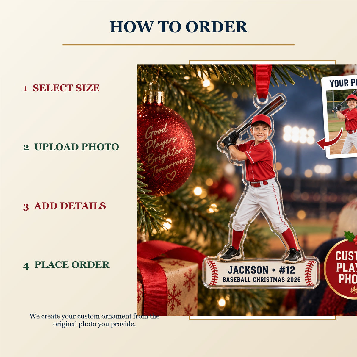 Personalized Baseball Player Acrylic Ornament - Custom Photo Keepsake - image 4
