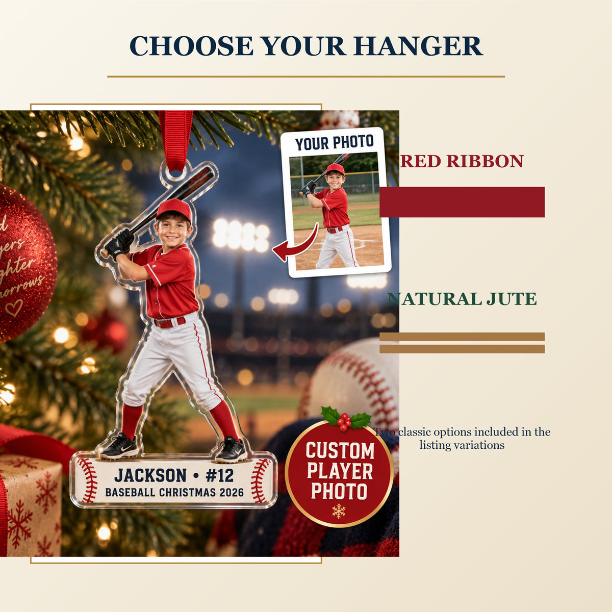 Personalized Baseball Player Acrylic Ornament - Custom Photo Keepsake - image 8