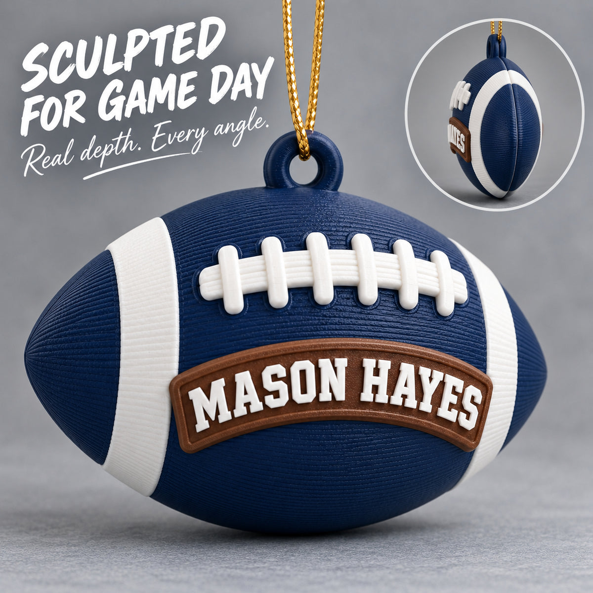 Personalized American Football 3D Ornament - Custom Christmas Keepsake - image 4