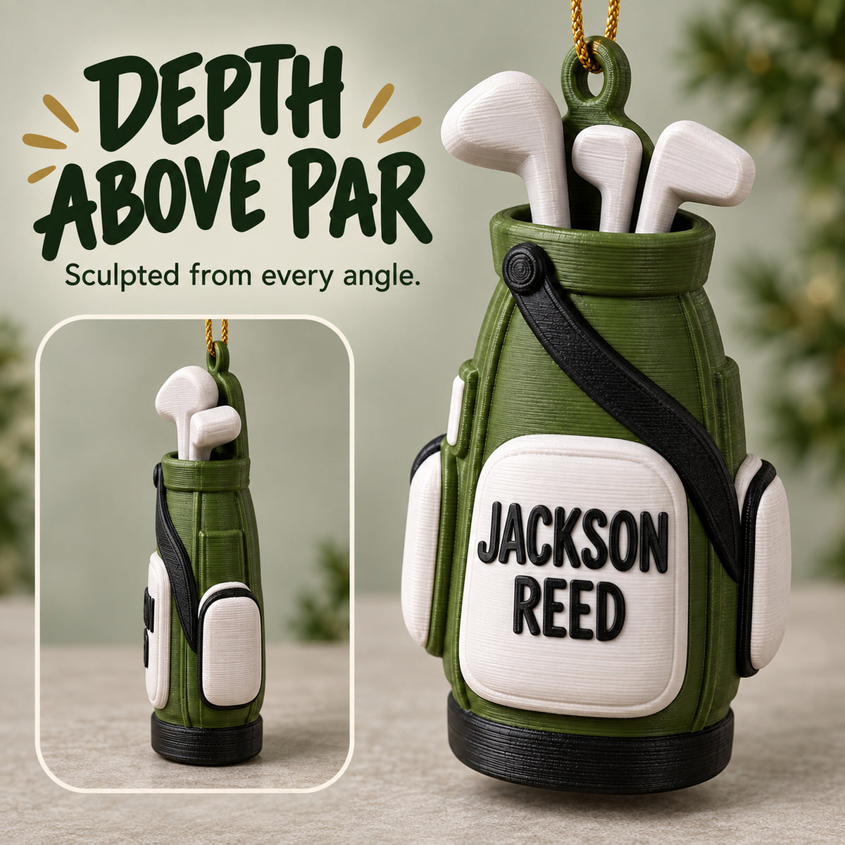 Personalized Golf Bag 3D Ornament - Custom Christmas Keepsake - image 4