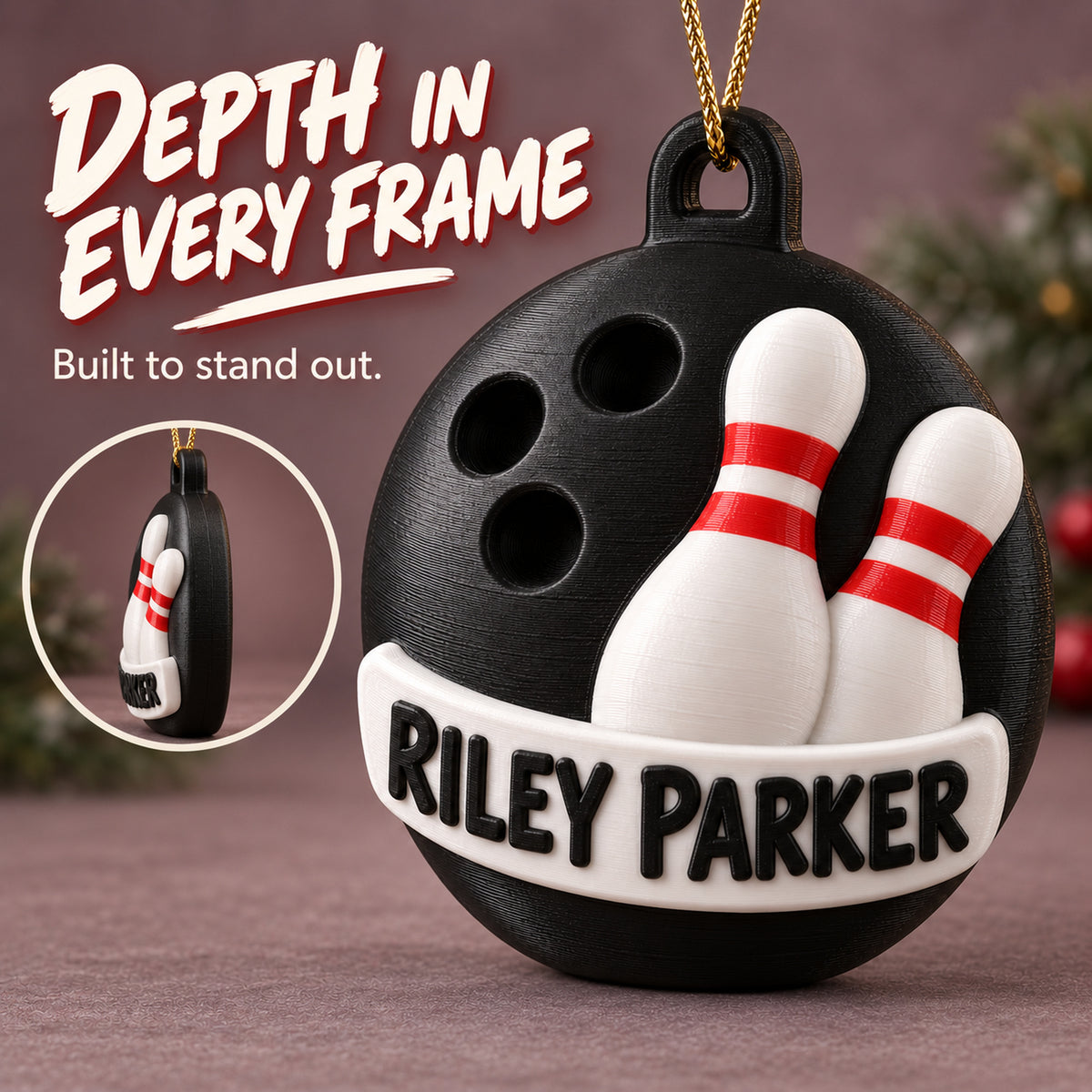Personalized Bowling 3D Ornament - Custom Christmas Keepsake - image 4