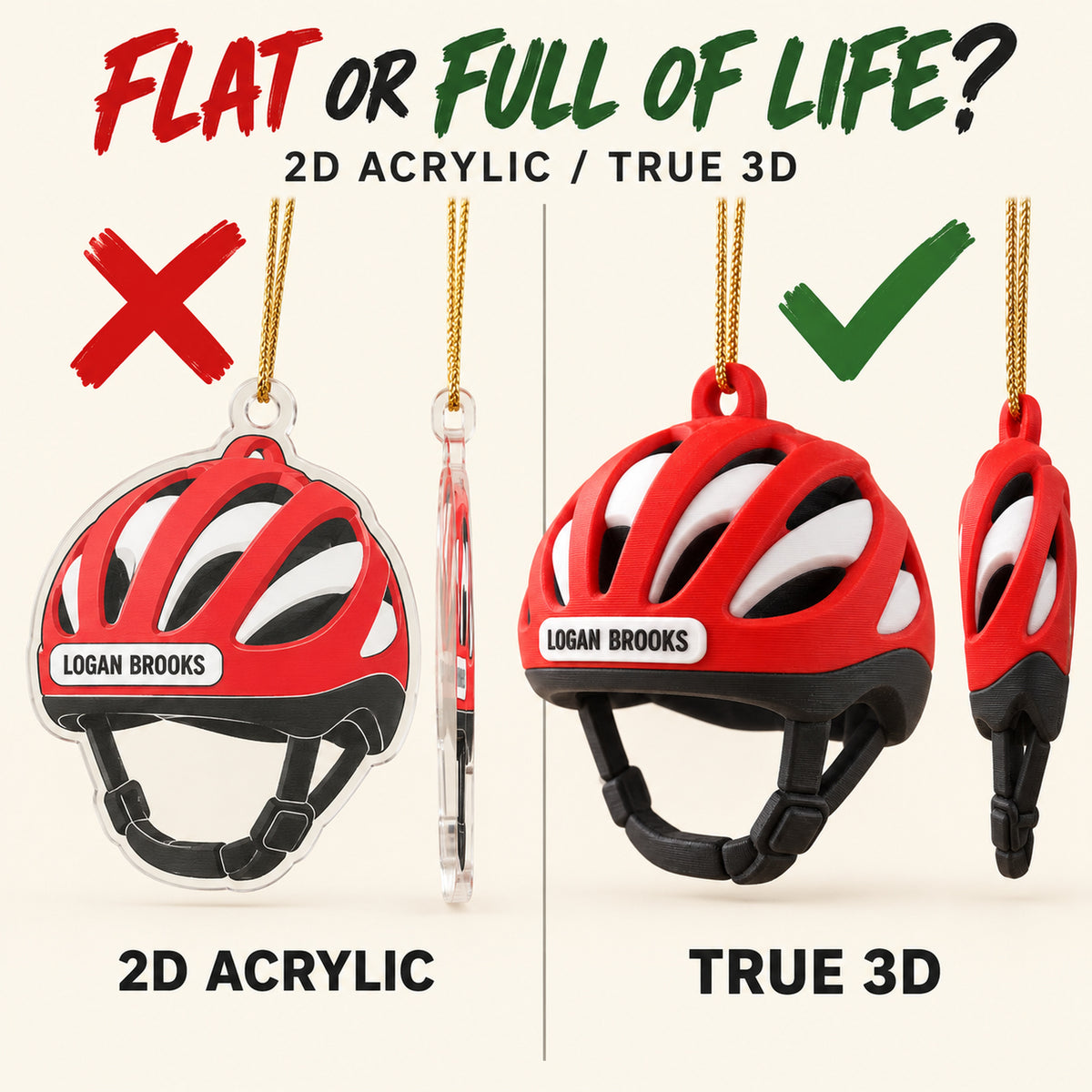 Personalized Bicycle Helmet 3D Ornament - Custom Christmas Keepsake - image 3