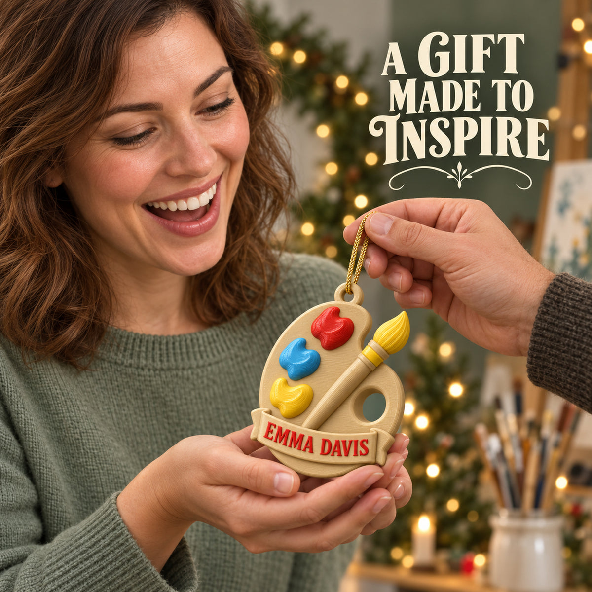 Personalized Artist Palette 3D Ornament - Custom Christmas Keepsake - image 8
