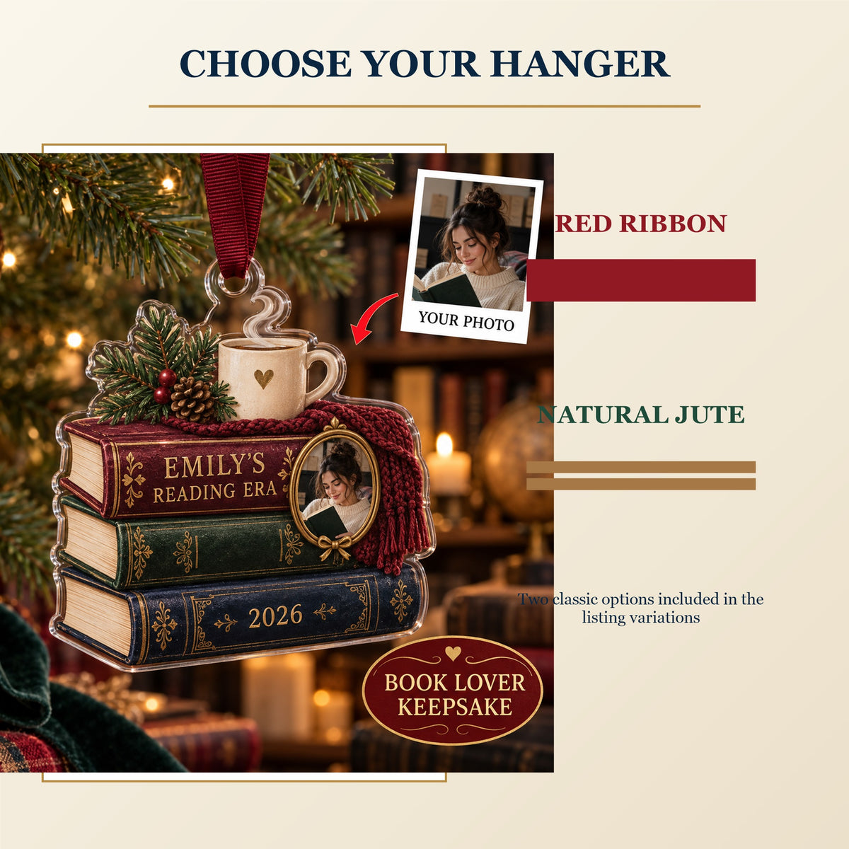 Personalized Book Lover Acrylic Ornament - Custom Photo Keepsake - image 8