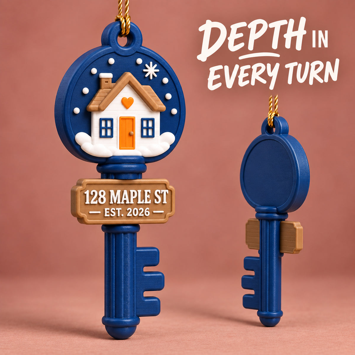 Personalized New Home Key 3D Ornament - Custom Christmas Keepsake - image 4