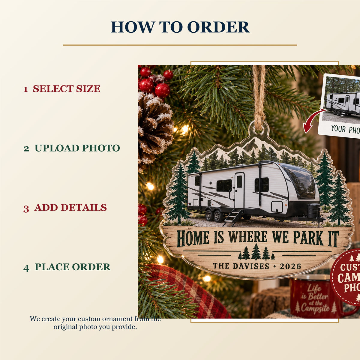 Personalized Camper RV Acrylic Ornament - Custom Photo Keepsake - image 4