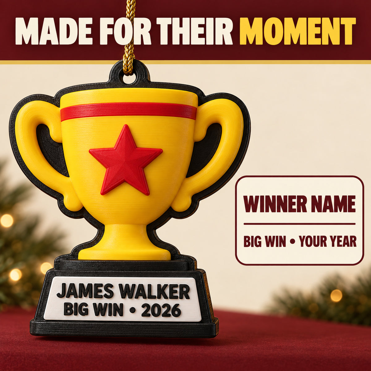 Personalized Achievement Trophy 3D Ornament - Custom Christmas Keepsake - image 7