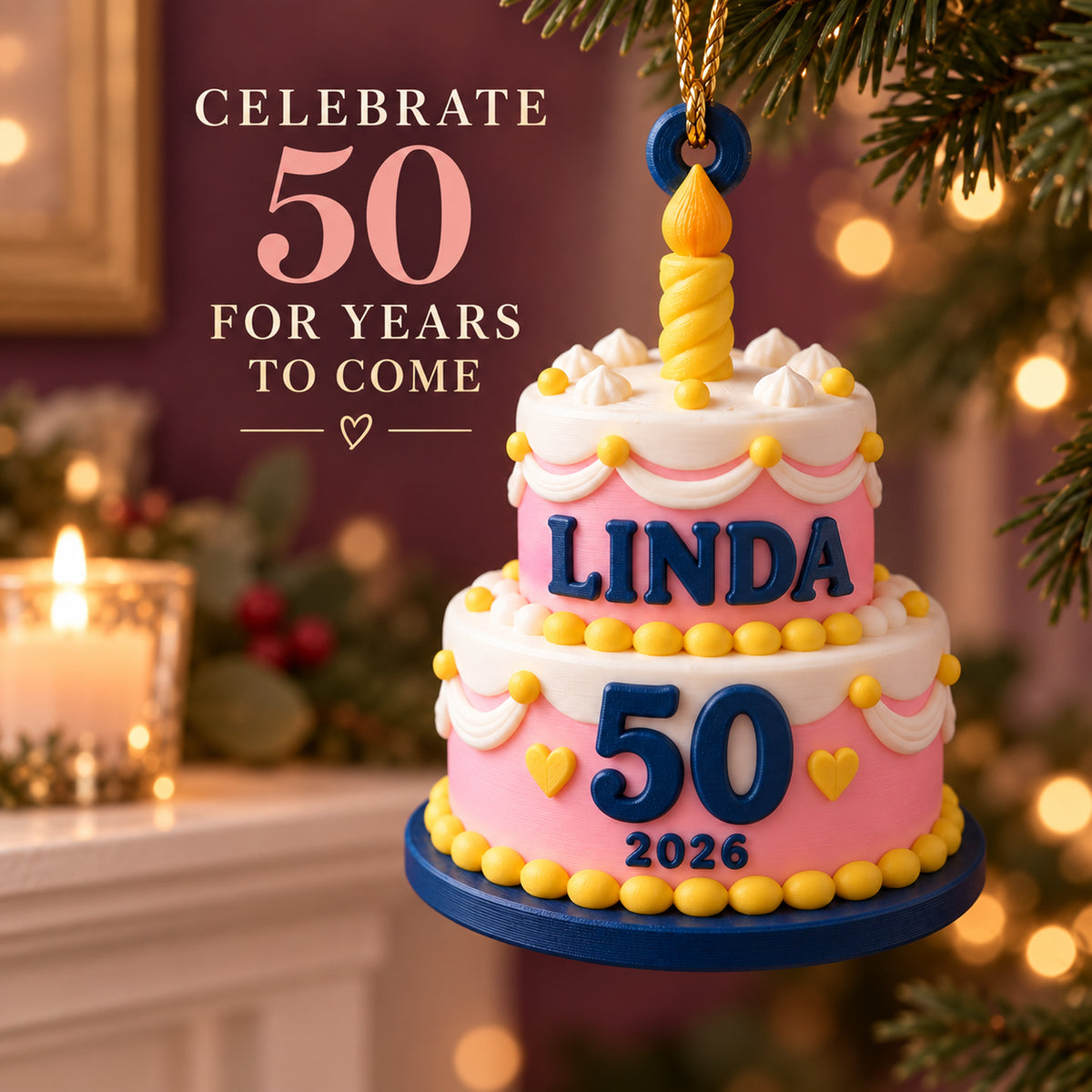 Personalized Milestone Birthday Cake 3D Ornament - Custom Christmas Keepsake - image 9