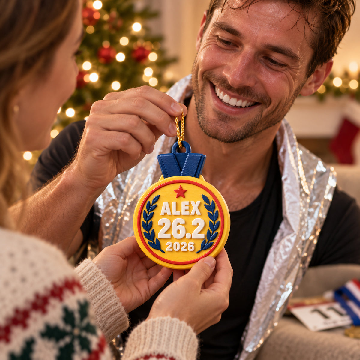 Personalized Marathon Medal 3D Ornament - Custom Christmas Keepsake - image 8