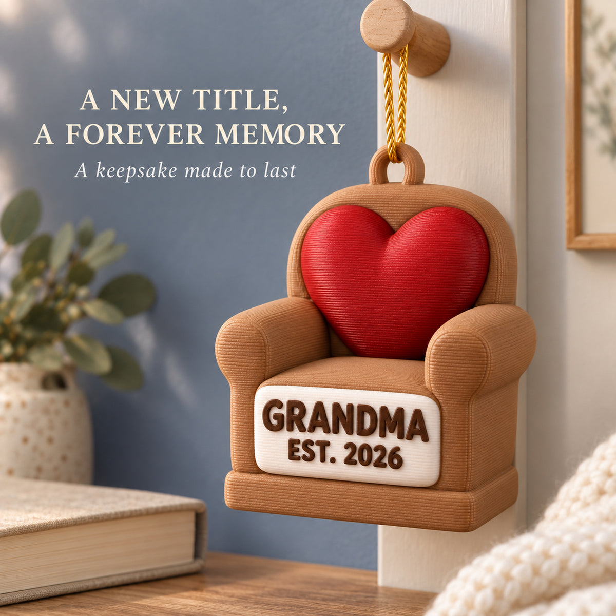 Personalized New Grandparent Chair Heart 3D Ornament - Custom Christmas Keepsake - image 9