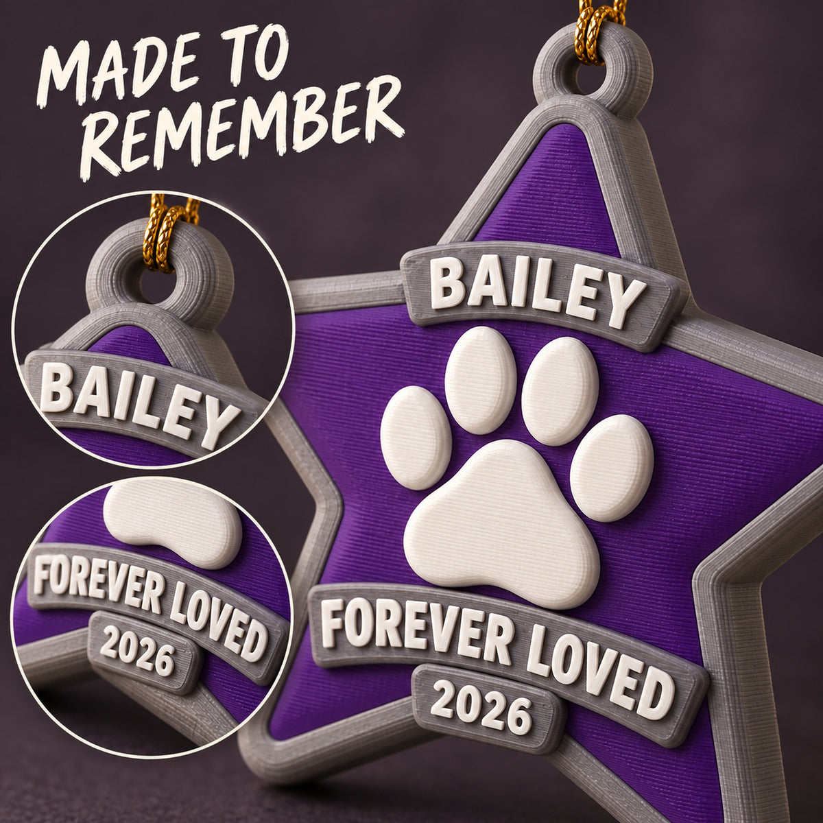 Personalized Memorial Star Paw 3D Ornament - Custom Christmas Keepsake - image 6