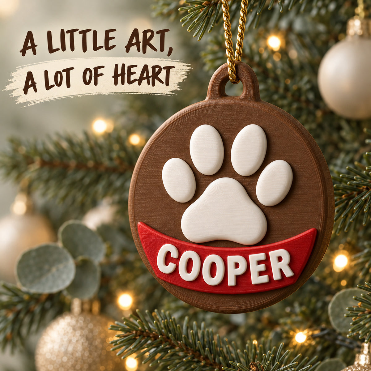 Personalized Raised Paw Name 3D Ornament - Custom Christmas Keepsake - image 2