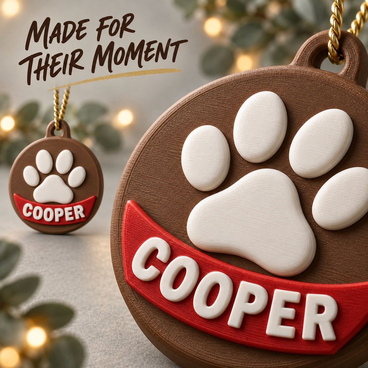 Personalized Raised Paw Name 3D Ornament - Custom Christmas Keepsake - image 6
